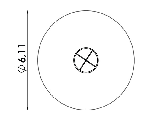 Technický nákres kruhu s priemerom 6,11