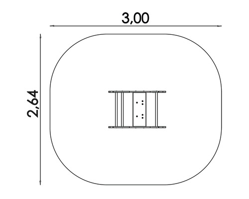 Rozmery ihriska s dĺžkou 3,00 metra a šírkou 2,64 metra.