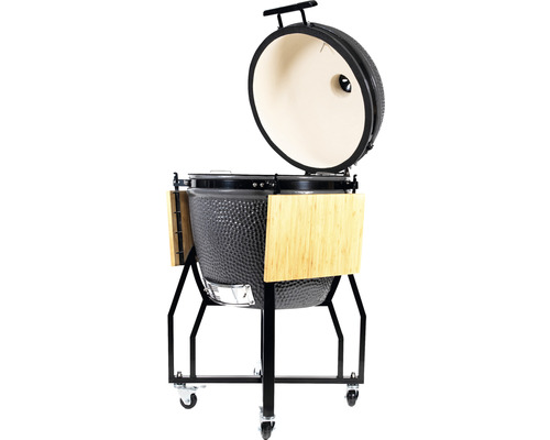 Keramický gril s otvoreným vekom a bočnými stolíkmi