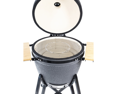 Keramický gril s otvoreným vekom a grilovacím roštom