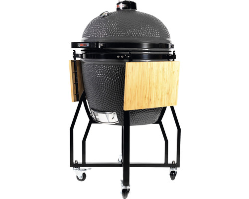 Keramický gril na kolieskach s odkladacími plochami