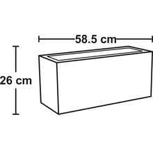 Obrázok kvetináča s rozmermi 58,5 cm šírky a 26 cm výšky