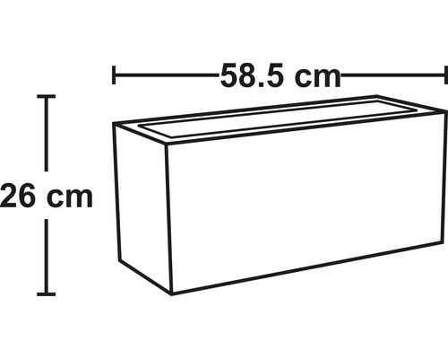 Obrázok kvetináča s rozmermi 58,5 cm šírky a 26 cm výšky