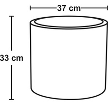 Technický nákres kvetináča s rozmermi 37 centimetrov šírky a 33 centimetrov výšky.