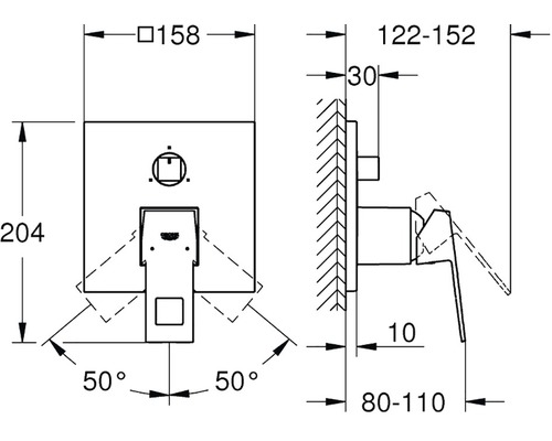 Technický výkres armatúry s rozmermi