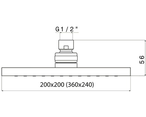 Technický nákres sprchovej hlavice s rozmermi