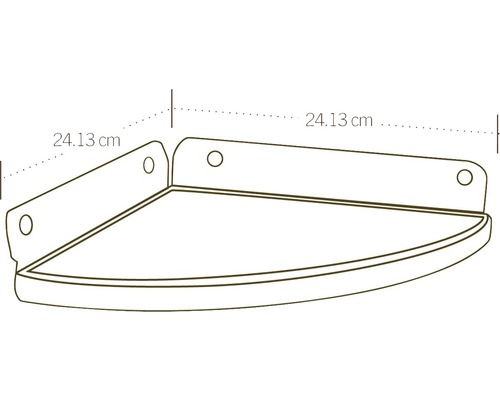 Rohová polica s rozmermi 24,13 cm