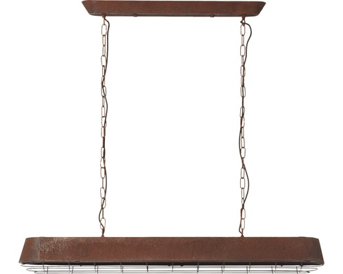 Závesná lampa s reťazovým zavesením a kovovou mriežkou