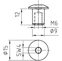 Technický nákres skrutky s rozmermi