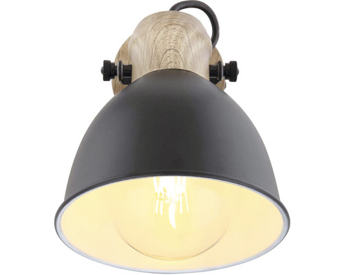 Nástenné svietidlo s dreveným držiakom a kovovým tienidlom