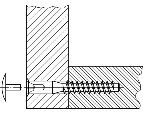 Ilustrácia dreveného spoja so skrutkou
