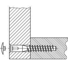 Výkres skrutky spájajúcej dva kusy dreva
