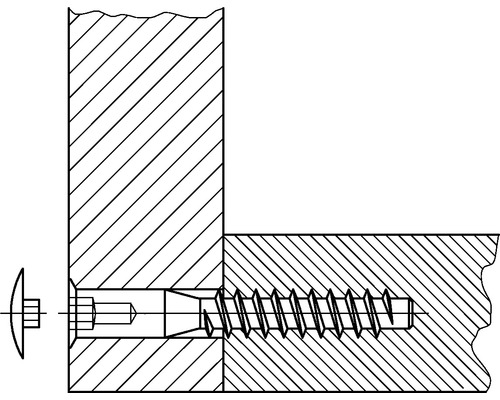 Výkres skrutky spájajúcej dva kusy dreva