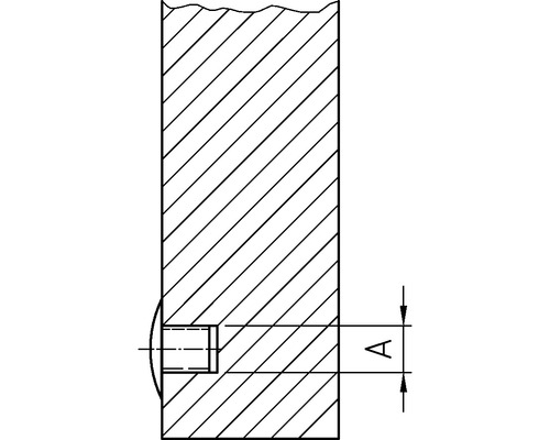 Ilustrácia dreveného kolíkového spoja s rozmerom A