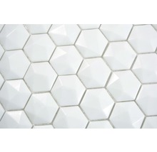 Sklenená mozaika Arctic 01 Hexagon Eco biela 3D 29x30 cm-thumb-1