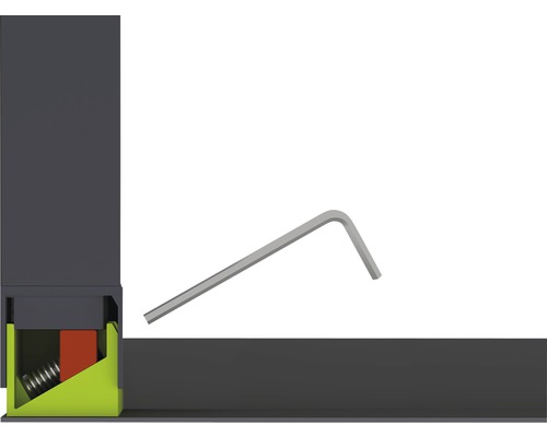 Imbusový kľúč vedľa rohového kovania