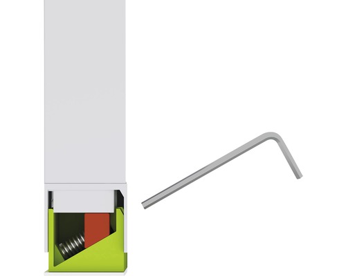 Bočný pohľad na príslušenstvo k stavebnému prvku a imbusový kľúč