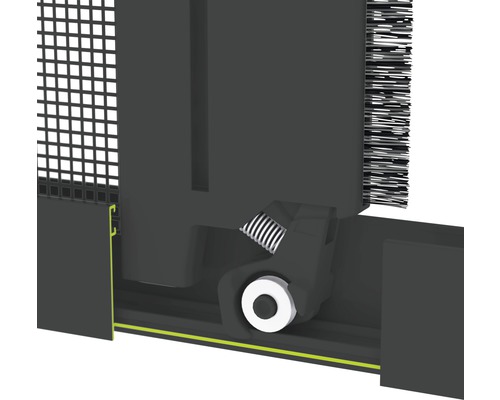 Detailný pohľad na rolovaciu sieť proti hmyzu s napínacou pružinou