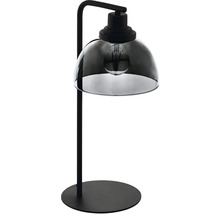 Stolná lampa so skleneným tienidlom a kovovou základňou