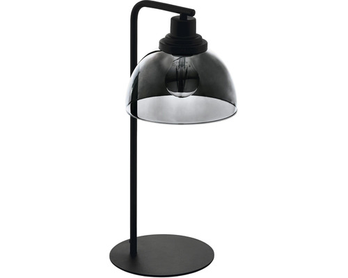 Stolná lampa so skleneným tienidlom a kovovou základňou