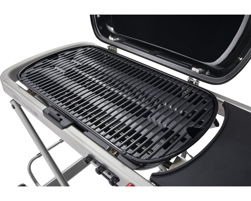 Prenosný plynový gril s grilovacím roštom a otvoreným vekom