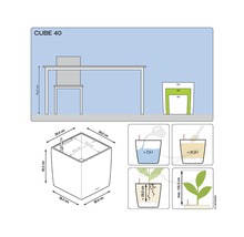 Produktová fotografia kvetináča Cube 40 s rozmermi