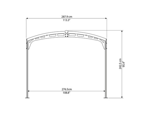 Technický výkres altánku s rozmermi