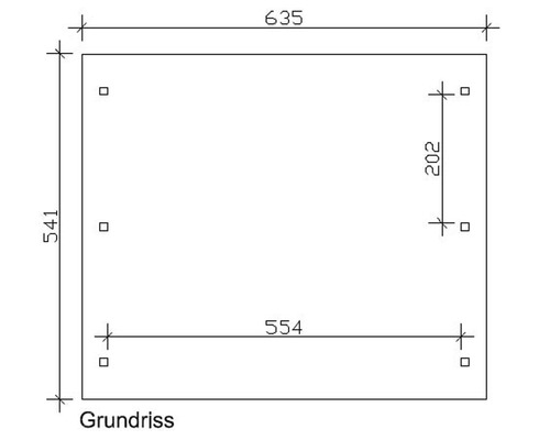 Pôdorys s rozmermi 635 x 541 mm