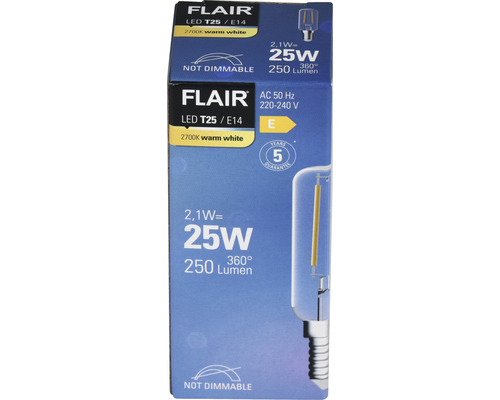 Balenie žiarovky Flair LED T25/E14, nestmievateľná