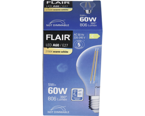 Žiarovka LED Flair A60 E27, nestmievateľná