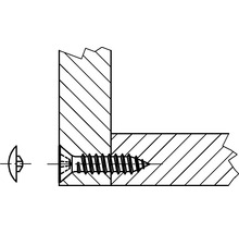 Ilustrácia skrutky do dreva spájajúcej dva kusy dreva