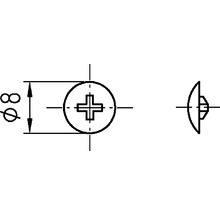 Technický výkres zápustnej skrutky s priemerom 8 milimetrov