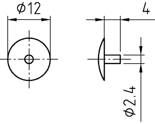 Technický výkres nitu s rozmermi