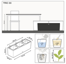 Technický nákres kvetináča Lechuza Trio 30 s rozmermi