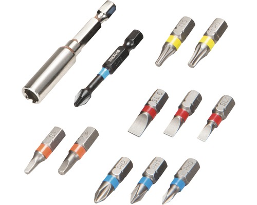 Sada bitov s magnetickým držiakom bitov a rôznymi skrutkovacími bitmi