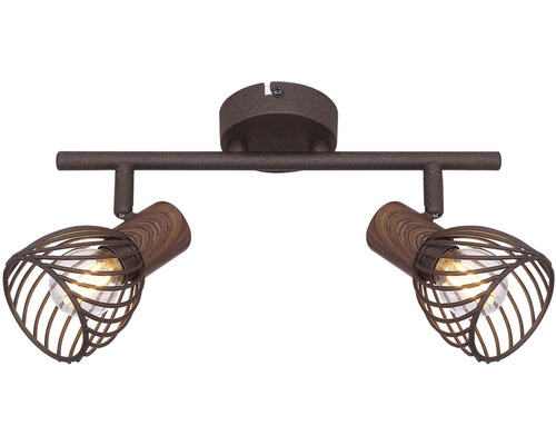 Stropné svietidlo s dvoma kovovými bodovými svetlami