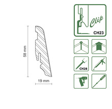 Profilová lišta s rozmermi 58 mm x 19 mm a montážny návod