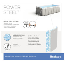 Nadzemný bazén sivý Bestway Power Steel™ 404 x 201 x 100 cm set s pieskovou filtráciou, ChemConnect dávkovačom a rebríkom