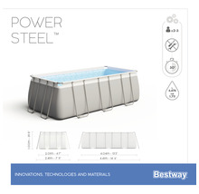 Nadzemný bazén sivý Bestway Power Steel™ 404 x 201 x 100 cm set s pieskovou filtráciou, ChemConnect dávkovačom a rebríkom