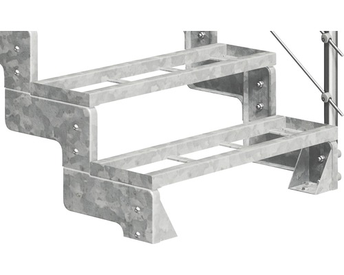 Kovové schodisko s dvoma stupňami