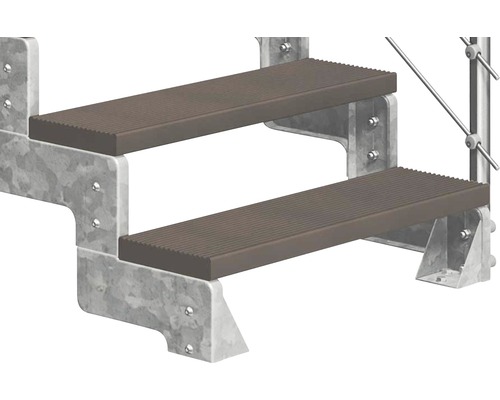 Schodisko s dvoma stupňami a kovovým rámom