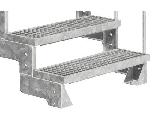 Kovové schodisko s dvoma stupňami