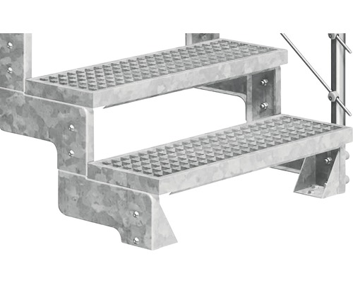 Kovové schodisko s dvoma stupňami pre vonkajšie použitie