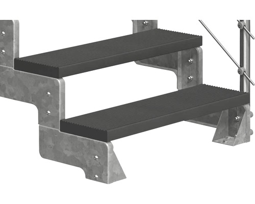 Schody s dvoma stupňami a kovovým rámom