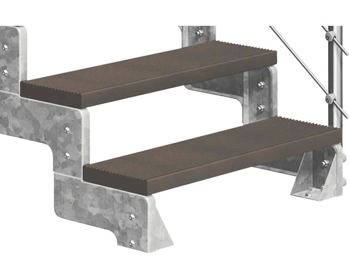 Schodisko s dvoma stupňami a kovovou konštrukciou