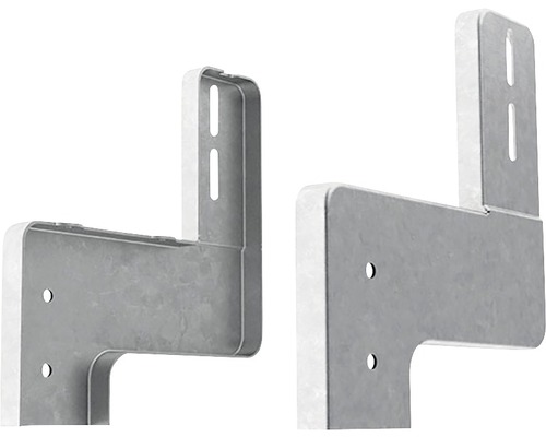 Dva kovové držiaky s upevňovacími otvormi