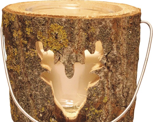 Dekoratívny drevený klát s motívom jeleňa a držadlom