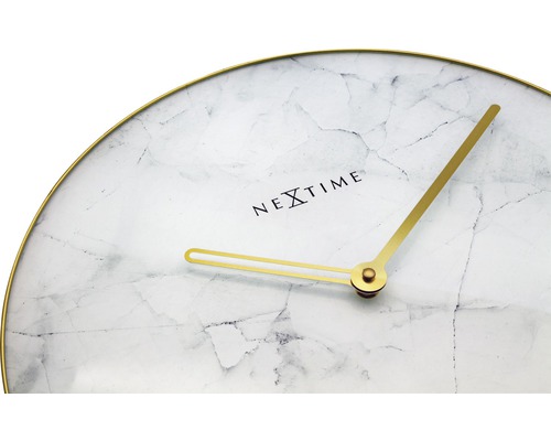 Hodiny Nextime s mramorovým ciferníkom a zlatými ručičkami