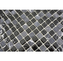 Sklenená mozaika Crystal s prírodným kameňom CM M465 30x30 cm sivá/čierna-thumb-3