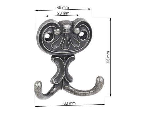 Vešiak na šaty s dvoma háčikmi a rozmermi